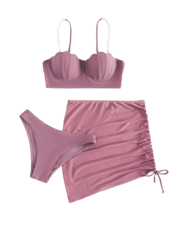 SHOPIQAT Shell Shape Bikini 3-Pieces Set