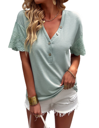 SHOPIQAT V-neck short-sleeved Top - Premium  from shopiqat - Just $5.500! Shop now at shopiqat