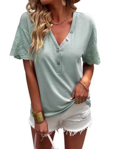 SHOPIQAT V-neck short-sleeved Top - Premium  from shopiqat - Just $5.500! Shop now at shopiqat