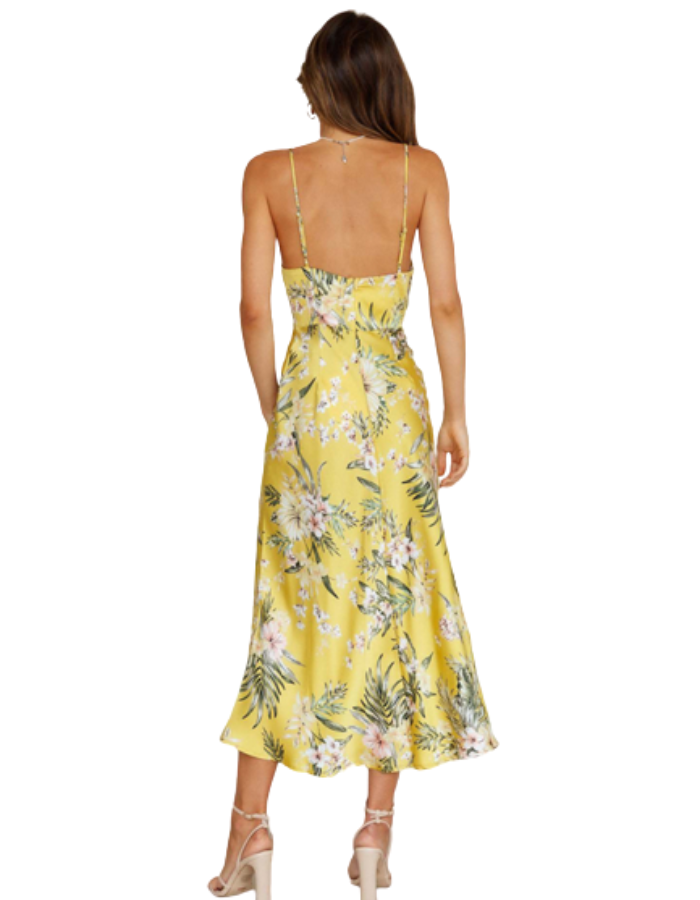 SHOPIQAT Satin Sling Floral Midi Dress - Premium  from shopiqat - Just $7.990! Shop now at shopiqat