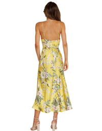 SHOPIQAT Satin Sling Floral Midi Dress - Premium  from shopiqat - Just $7.990! Shop now at shopiqat