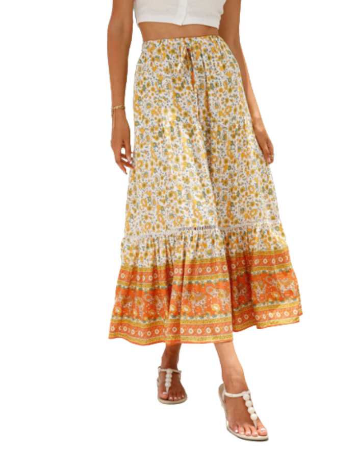 SHOPIQAT Maxi Cotton Bohemian Beach Resort Skirt - Premium  from shopiqat - Just $6.950! Shop now at shopiqat