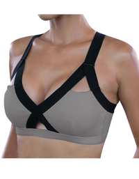 SHOPIQAT Color Contrast Cross Elastic Sports Bra