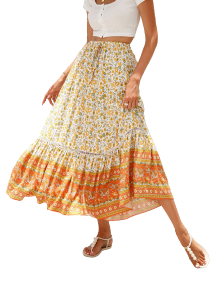 SHOPIQAT Maxi Cotton Bohemian Beach Resort Skirt - Premium  from shopiqat - Just $6.950! Shop now at shopiqat