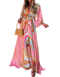 SHOPIQAT Floral Chiffon Midi Slit Dress - Premium  from shopiqat - Just $8.00! Shop now at shopiqat