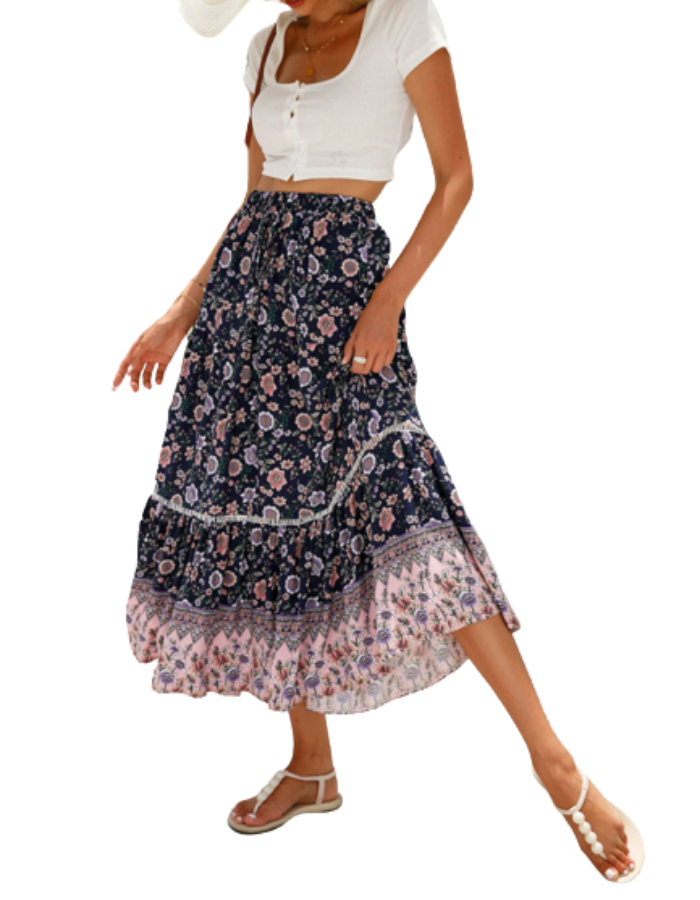 SHOPIQAT Maxi Cotton Bohemian Beach Resort Skirt - Premium  from shopiqat - Just $6.950! Shop now at shopiqat