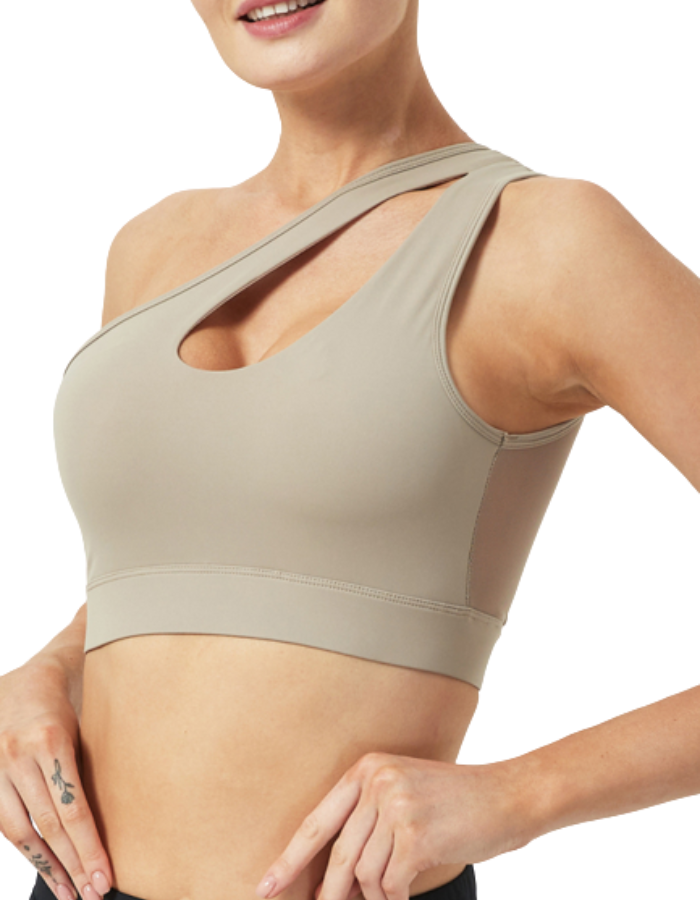 SHOPIQAT Mesh One Shoulder Sports Bra