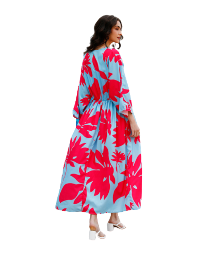 SHOPIQAT Floral Chiffon Midi Slit Dress - Premium  from shopiqat - Just $8.00! Shop now at shopiqat