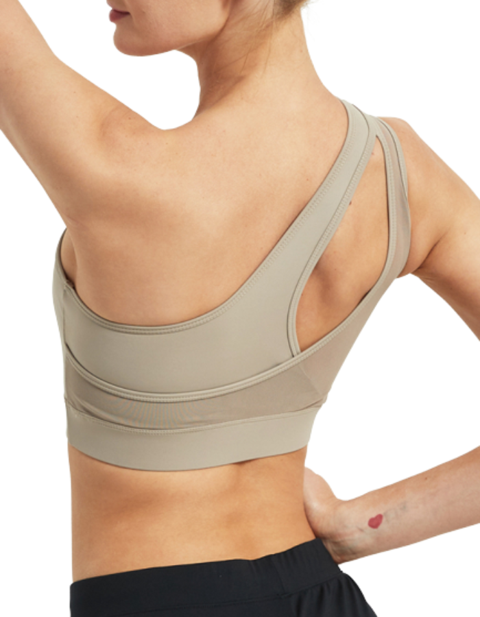 SHOPIQAT Mesh One Shoulder Sports Bra