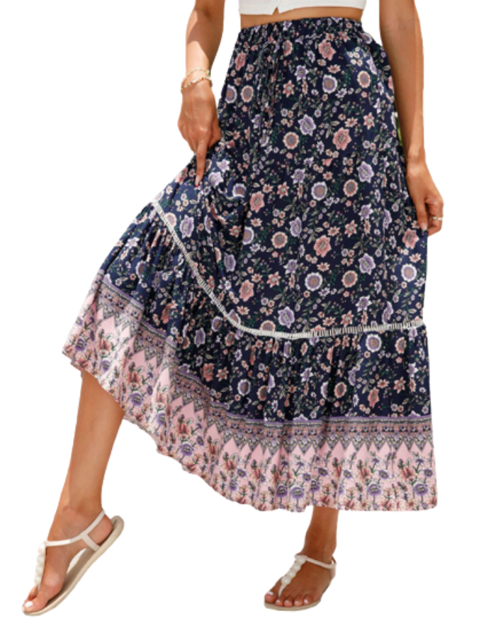 SHOPIQAT Maxi Cotton Bohemian Beach Resort Skirt - Premium  from shopiqat - Just $6.950! Shop now at shopiqat