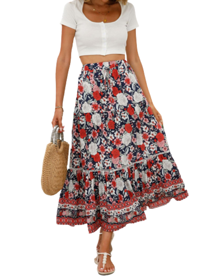 SHOPIQAT Maxi Cotton Bohemian Beach Resort Skirt - Premium  from shopiqat - Just $6.950! Shop now at shopiqat