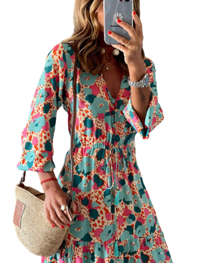 SHOPIQAT Floral Tiered Puff Ruffle Sleeve Maxi Dress - Premium  from shopiqat - Just $8.500! Shop now at shopiqat