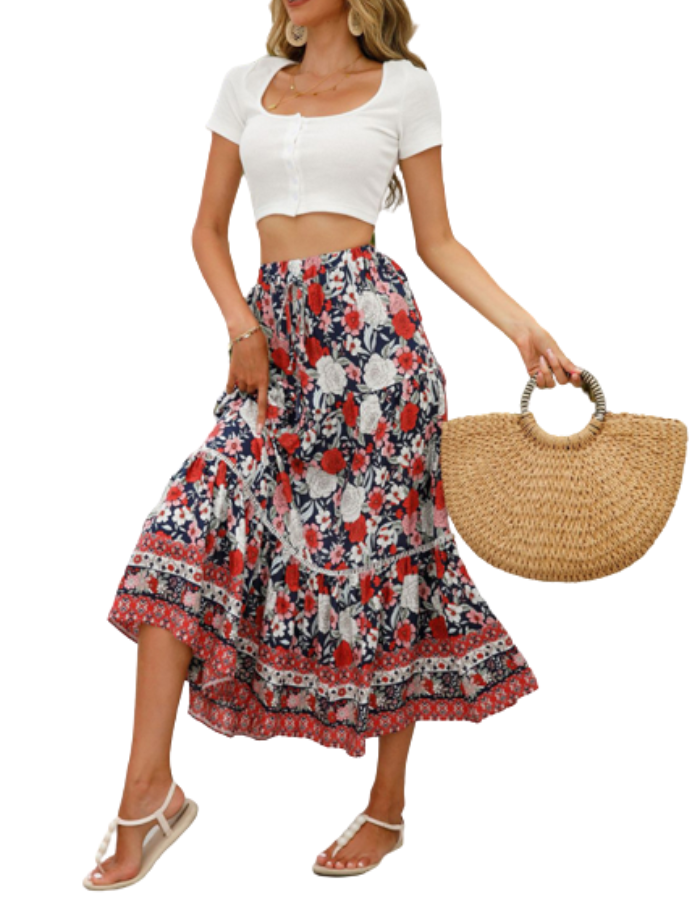 SHOPIQAT Maxi Cotton Bohemian Beach Resort Skirt - Premium  from shopiqat - Just $6.950! Shop now at shopiqat