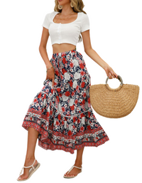 SHOPIQAT Maxi Cotton Bohemian Beach Resort Skirt - Premium  from shopiqat - Just $6.950! Shop now at shopiqat