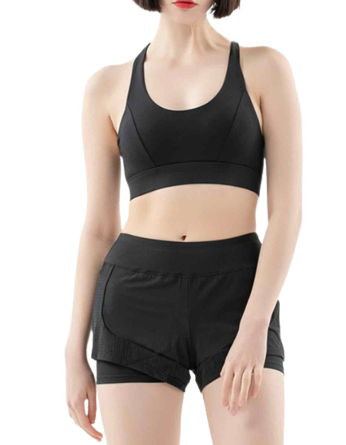 SHOPIQAT Shockproof Push Up Cross Back Adjustable Sports Bra
