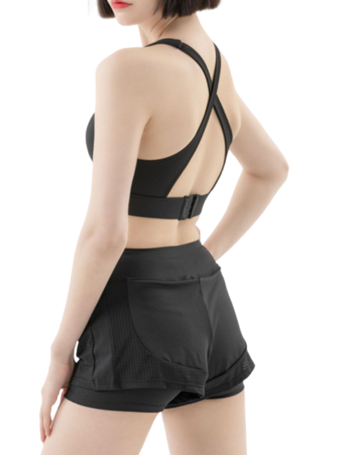 SHOPIQAT Shockproof Push Up Cross Back Adjustable Sports Bra