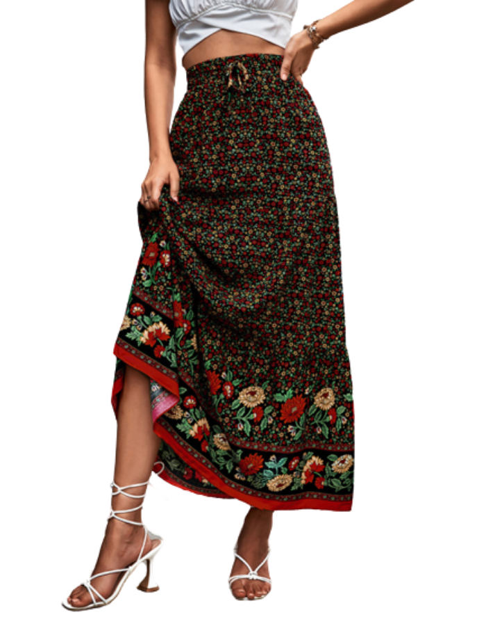 SHOPIQAT Casual Holiday High Waist Floral Long Skirt - Premium  from shopiqat - Just $7.650! Shop now at shopiqat