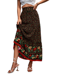 SHOPIQAT Casual Holiday High Waist Floral Long Skirt - Premium  from shopiqat - Just $7.650! Shop now at shopiqat