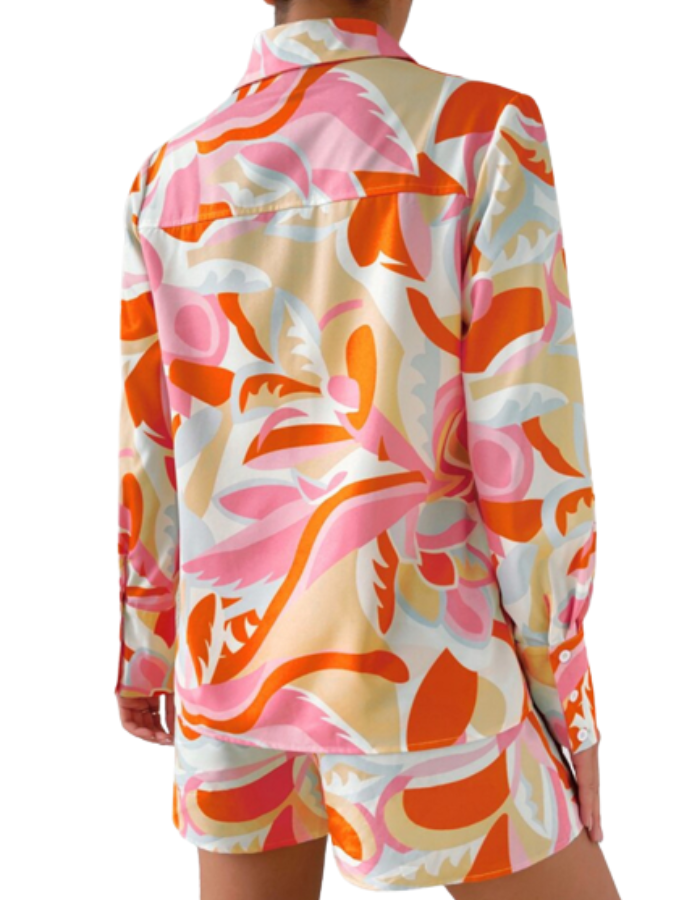 SHOPIQAT Long Sleeve Shirt With Matching Shorts