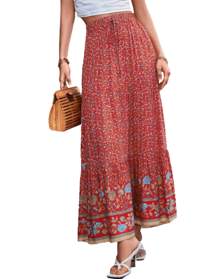 SHOPIQAT Casual Holiday High Waist Floral Long Skirt - Premium  from shopiqat - Just $7.650! Shop now at shopiqat