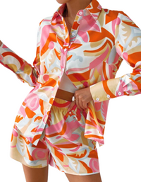 SHOPIQAT Long Sleeve Shirt With Matching Shorts