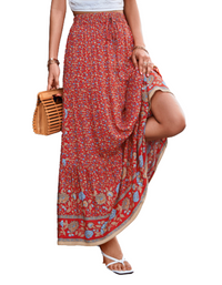SHOPIQAT Casual Holiday High Waist Floral Long Skirt - Premium  from shopiqat - Just $7.650! Shop now at shopiqat