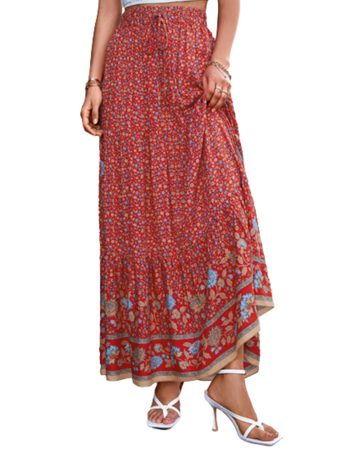 SHOPIQAT Casual Holiday High Waist Floral Long Skirt - Premium  from shopiqat - Just $7.650! Shop now at shopiqat