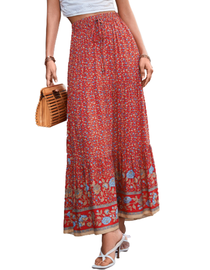 SHOPIQAT Casual Holiday High Waist Floral Long Skirt - Premium  from shopiqat - Just $7.650! Shop now at shopiqat