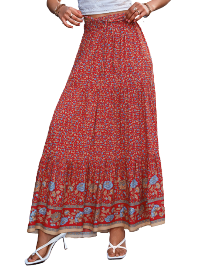 SHOPIQAT Casual Holiday High Waist Floral Long Skirt - Premium  from shopiqat - Just $7.650! Shop now at shopiqat