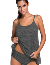 SHOPIQAT Jacquard Mesh Split Swimsuit