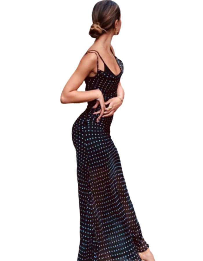 SHOPIQAT Mesh See-Through Back Lace-Up Dress - Premium  from shopiqat - Just $5.500! Shop now at shopiqat