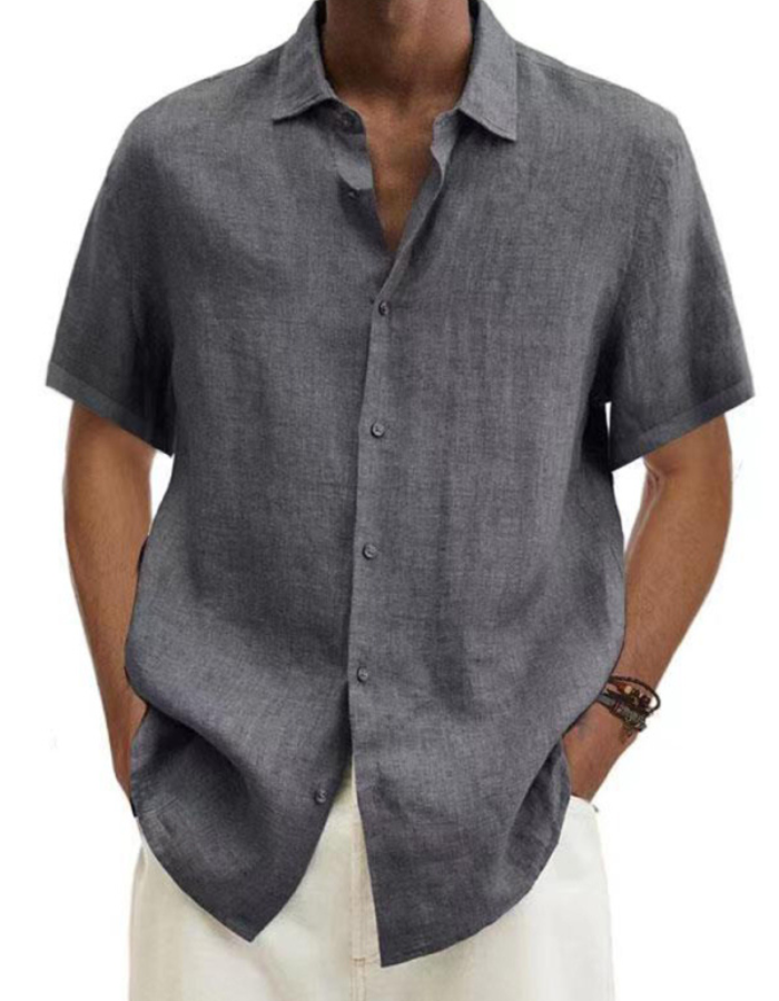 SHOPIQAT Linen Short Sleeve Shirt