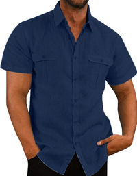 SHOPIQAT Double Pocket Short Sleeve Shirt
