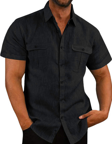 SHOPIQAT Double Pocket Short Sleeve Shirt