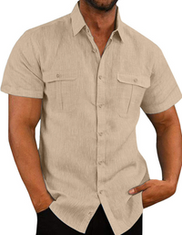 SHOPIQAT Double Pocket Short Sleeve Shirt
