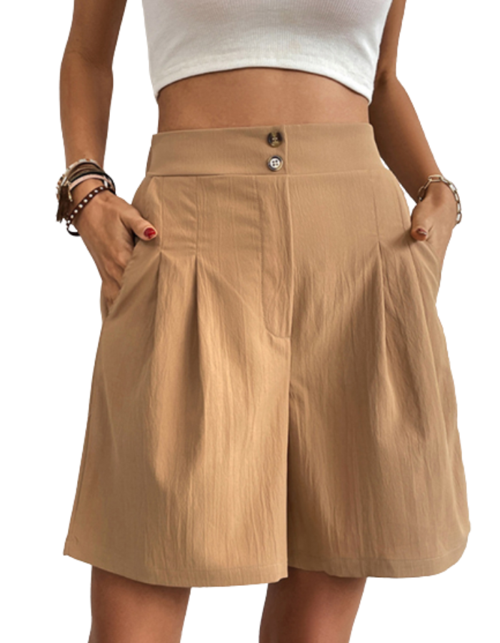 SHOPIQAT High Waist Linen Shorts - Premium  from shopiqat - Just $6.500! Shop now at shopiqat
