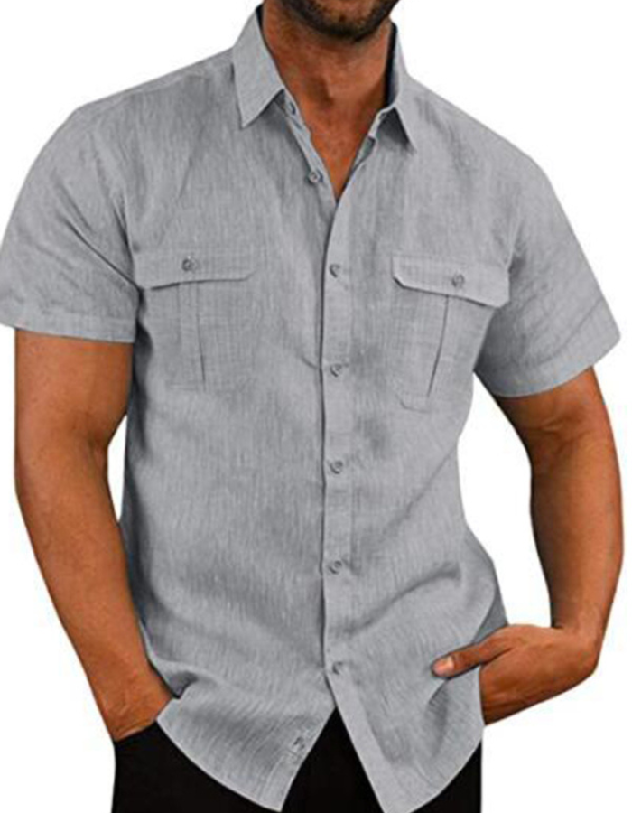SHOPIQAT Double Pocket Short Sleeve Shirt