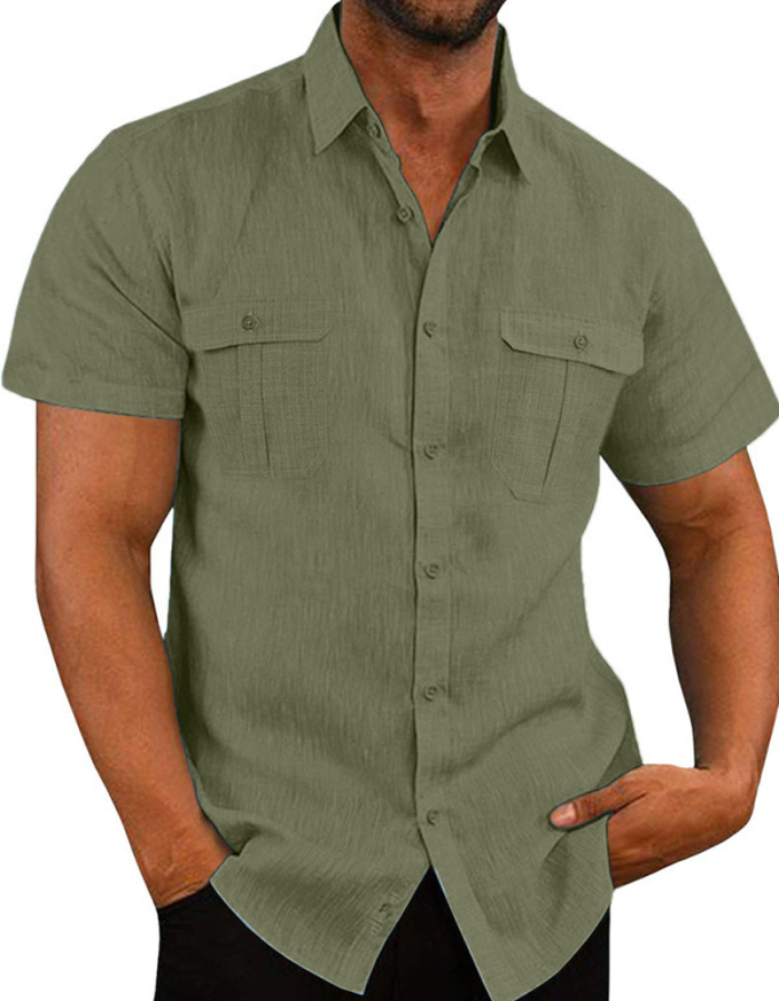 SHOPIQAT Double Pocket Short Sleeve Shirt