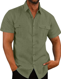 SHOPIQAT Double Pocket Short Sleeve Shirt