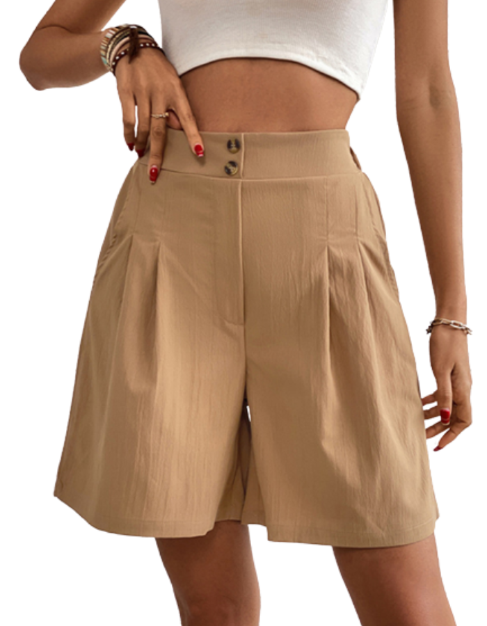 SHOPIQAT High Waist Linen Shorts - Premium  from shopiqat - Just $6.500! Shop now at shopiqat