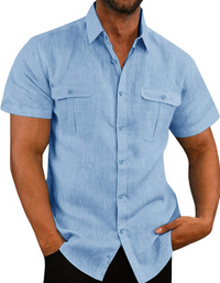 SHOPIQAT Double Pocket Short Sleeve Shirt