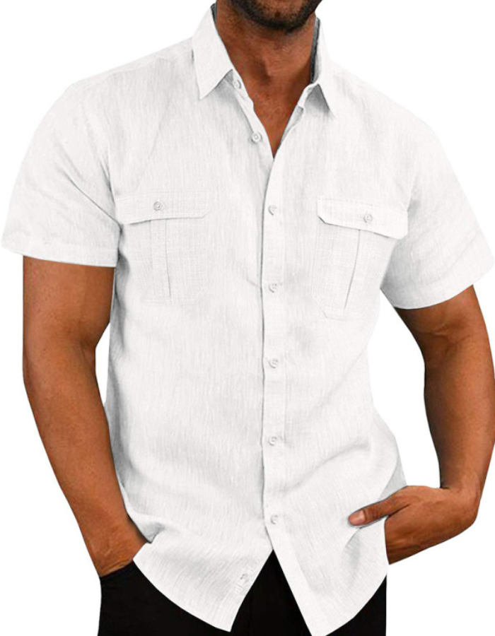 SHOPIQAT Double Pocket Short Sleeve Shirt
