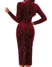 SHOPIQAT Semi Long Sleeve Velvet Dress - Premium  from shopiqat - Just $9.800! Shop now at shopiqat