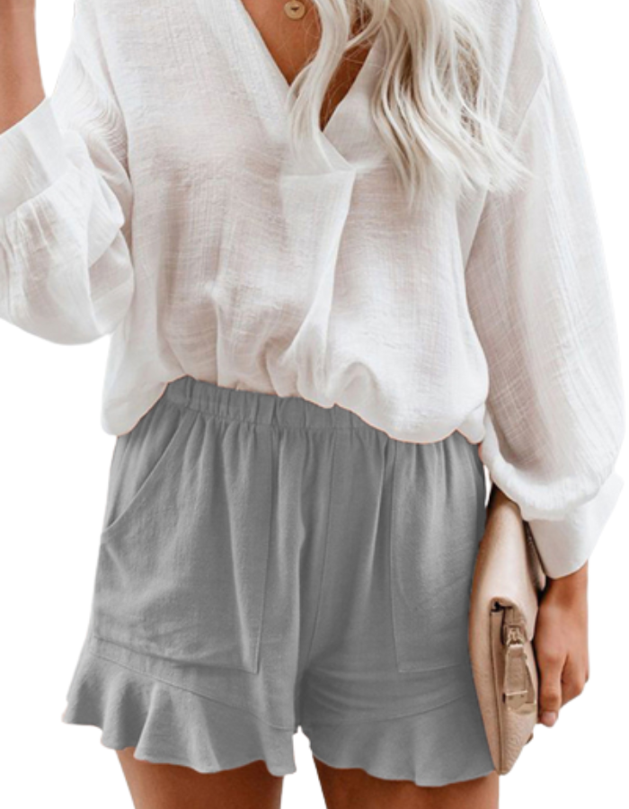SHOPIQAT Elastic Waist Ruffled Shorts - Premium  from shopiqat - Just $4.900! Shop now at shopiqat