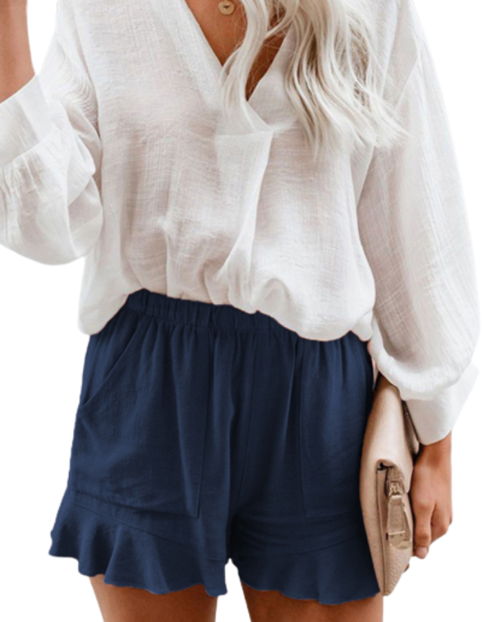 SHOPIQAT Elastic Waist Ruffled Shorts - Premium  from shopiqat - Just $4.900! Shop now at shopiqat