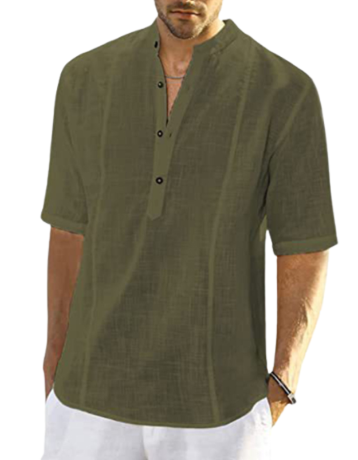 SHOPIQAT Linen Shirt With Long Sleeves