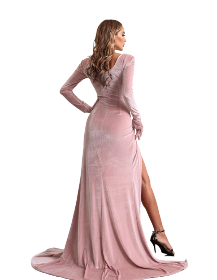 SHOPIQAT Long Sleeve Velvet Wrap Maxi Dress - Premium  from shopiqat - Just $16.500! Shop now at shopiqat