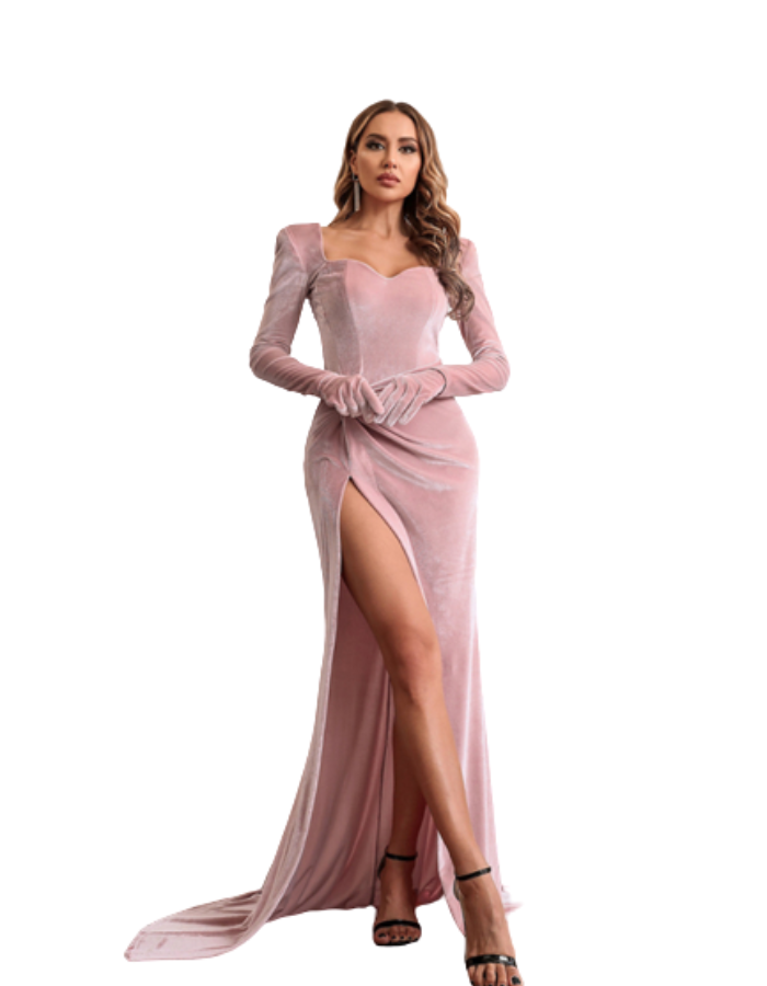 SHOPIQAT Long Sleeve Velvet Wrap Maxi Dress - Premium  from shopiqat - Just $16.500! Shop now at shopiqat
