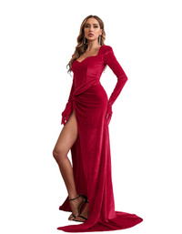SHOPIQAT Long Sleeve Velvet Wrap Maxi Dress - Premium  from shopiqat - Just $16.500! Shop now at shopiqat
