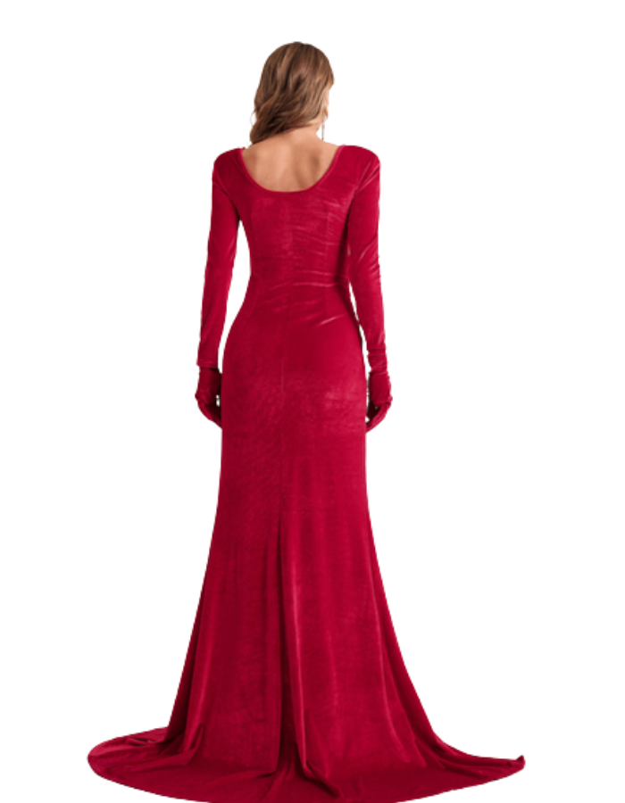 SHOPIQAT Long Sleeve Velvet Wrap Maxi Dress - Premium  from shopiqat - Just $16.500! Shop now at shopiqat
